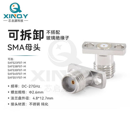 XINQY detachable pin RF connector panel mount SAFS38F07-M, 0.38mm diameter, 2 pieces, without glass insulator.