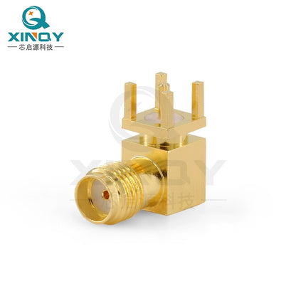 XINQY SMA-KWHD Right Angle Elbow RF Connector 18G PCB Antenna Soldering Socket, Frequency 0-18GHz/5 Pieces