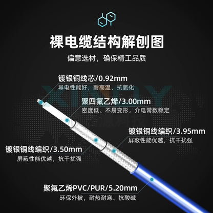 XINQY 8/12G CT12S Low-Loss Test RF Cable/Cable SMA Male 142/PUR Coaxial Cable SMA Male Reinforced to SMA Male Reinforced; 6m