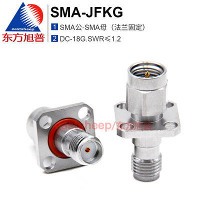 Eastsheep SMA-JFKG High Frequency Adapter, Stainless Steel SMA Male to Female, Flange Mounting, 18G, 1 piece per pack