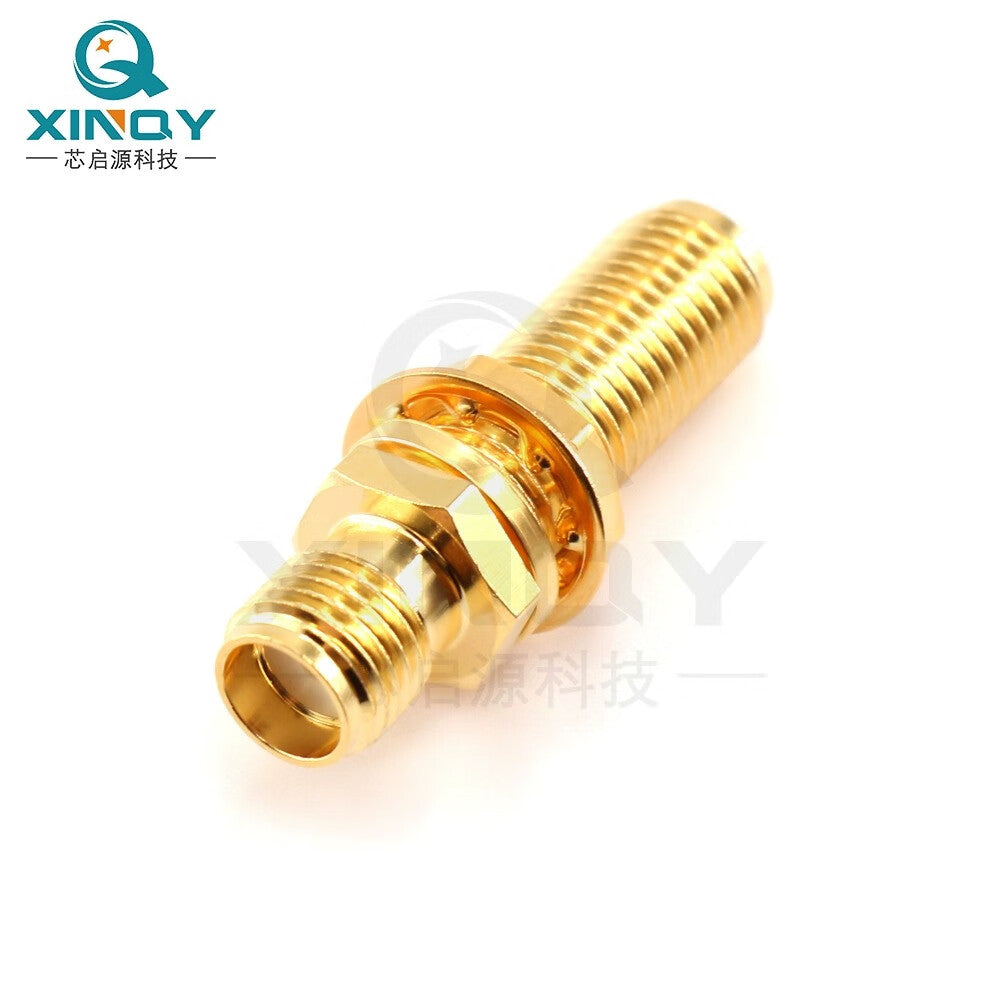 XINQY SMA Female Coaxial Adapter 0-18G Threaded Through-Wall Adapter Chassis Interconnect Adapter Length 25.8mm (18G)/5 pieces