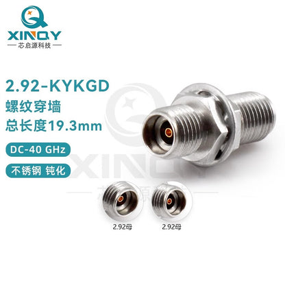 XINQY Millimeter Wave High Frequency Panel Mount Adapter, 2.92mm 40G Threaded Through-Wall Mounting Head, Threaded Fixing Operating Frequency 0-40GHz