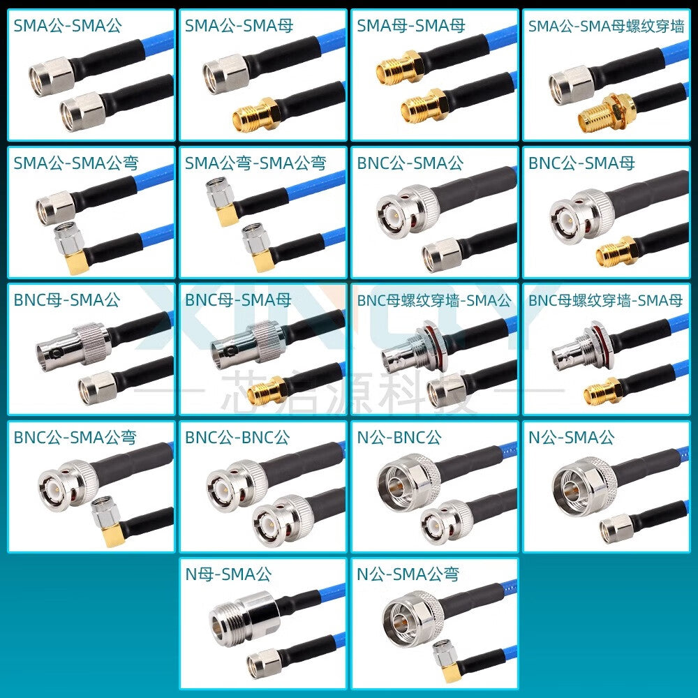 XINQY N/SMA/BNC RF Connector Cable 6G Ultra-Flexible Extension Cable RG306 Double-Shielded Low-Loss N Female to SMA Male; 1m