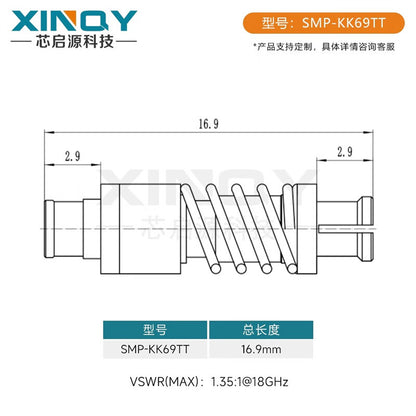 XINQY SMP-KK Board-to-Board RF Adapter, GPO Board-to-Board Connector, Spring-loaded, 16.9mm (18GHz)