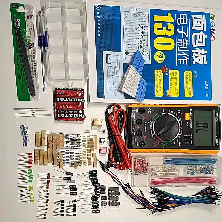 Womu 面包板散件 Beginner Breadboard Electronics Project Kit, 555 Integrated Circuit, 130 Examples, 140 Boxed Wires