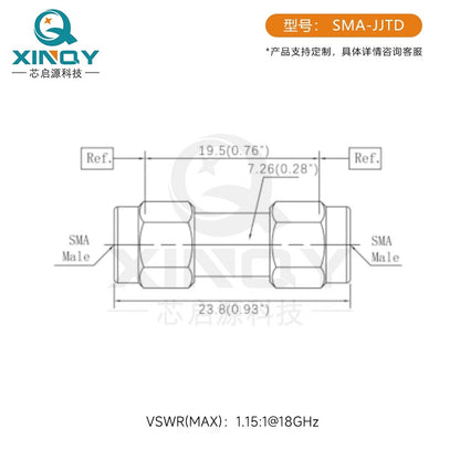 XINQY 6G Coaxial RF Adapter, SMA Male to Male Gold-Plated Adapter, DC-18G Test Adapter, SMA Male to Female/5pcs