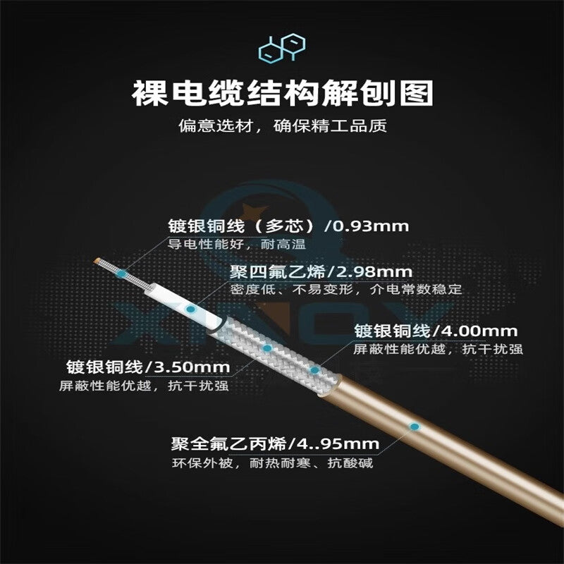 XINQY 6G RF cable, N to TNC connector extension cable RG58/RG142, double shielded, silver plated, N male to N male, length 1.5m.