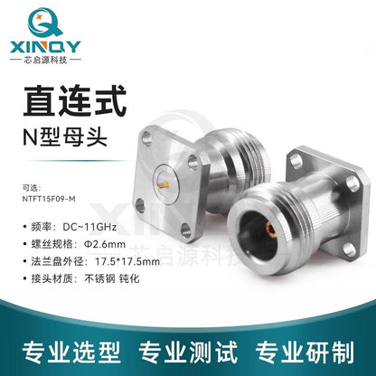 XINQY RF Connector N-type Female Panel Mount 11G KFD Stainless Steel Flat Pin Soldering Head NTFT15F09-M
