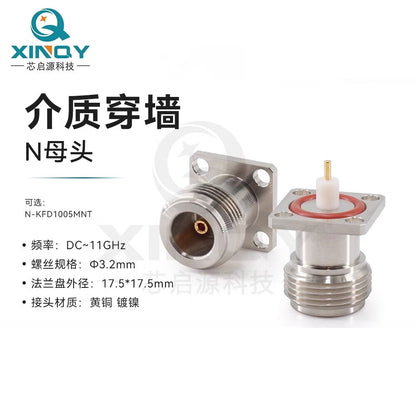 XINQY 11G Coaxial Connector N-KFD Cavity Panel Waterproof Mounting Connector, Four-Hole M3 Screw Fixing, N-KFD1005MNT/5pcs