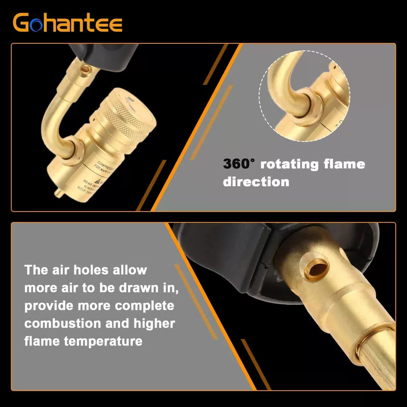 gohantee Propane MAPP Gas Turbo Torch Tips with Self Ignition Trigger Gold [6]