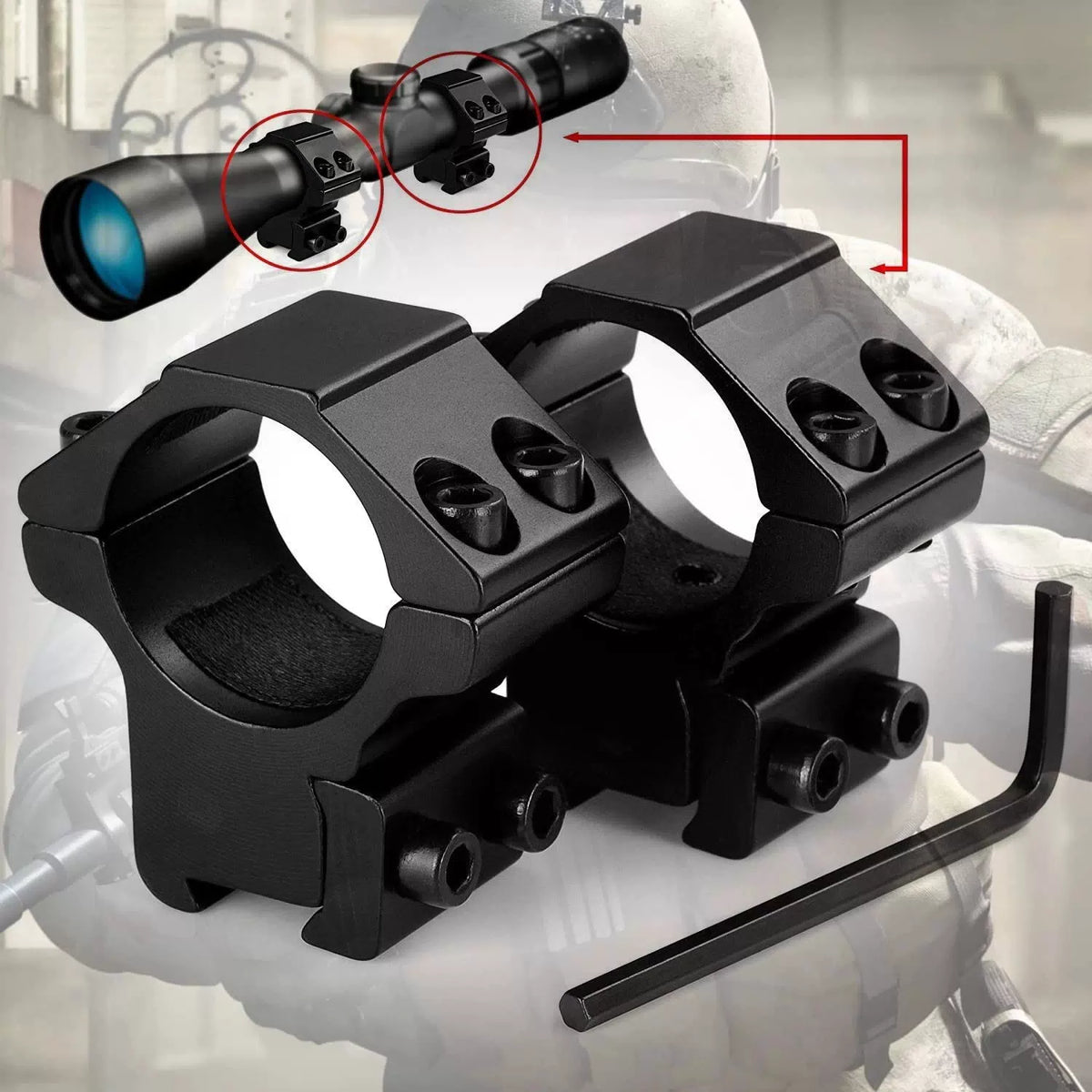homeingarden 2-Pack Scope Rings 1" High Profile Rifle Mount Black [3]