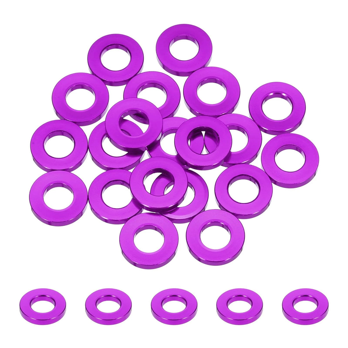 MECCANIXITY 20pcs M6 Flat Washer Aluminum Gasket Anodized M6, Purple