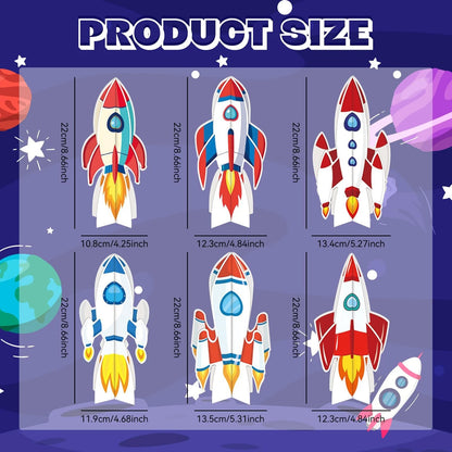 Oiuyamn 6-Piece Spaceship Party Decorations Set, 3D Rocket Centerpieces and...
