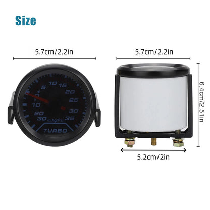 Universal 2" 52mm Turbo Boost Gauge 0-35 PSI Pressure Meter Black Bezel Red
