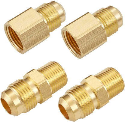 4 PCS 3/8 Inch Flexible Flex Gas Line Hose Brass 3/8Flare x1/2 NPT,