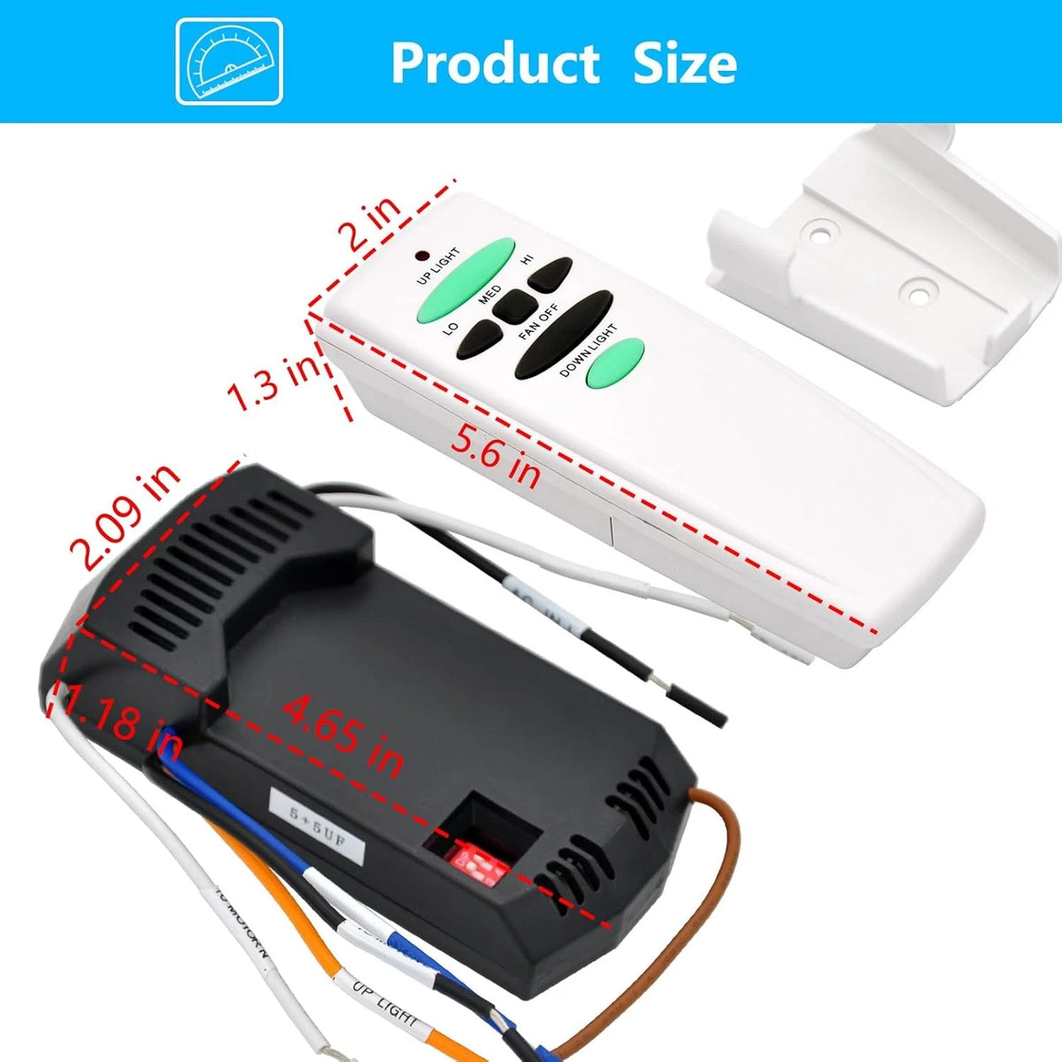 Universal Ceiling Fan Remote Control Kit with Up Down Light Controls White