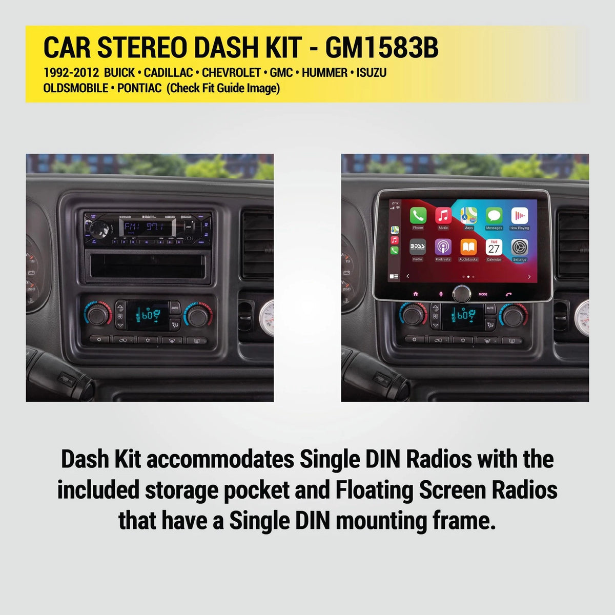 Scosche GM1583B Single DIN Dash Kit Compatible with Select 1992-2012 Black