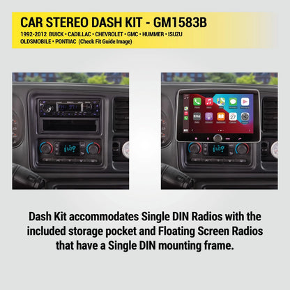Scosche GM1583B Single DIN Dash Kit Compatible with Select 1992-2012 Black