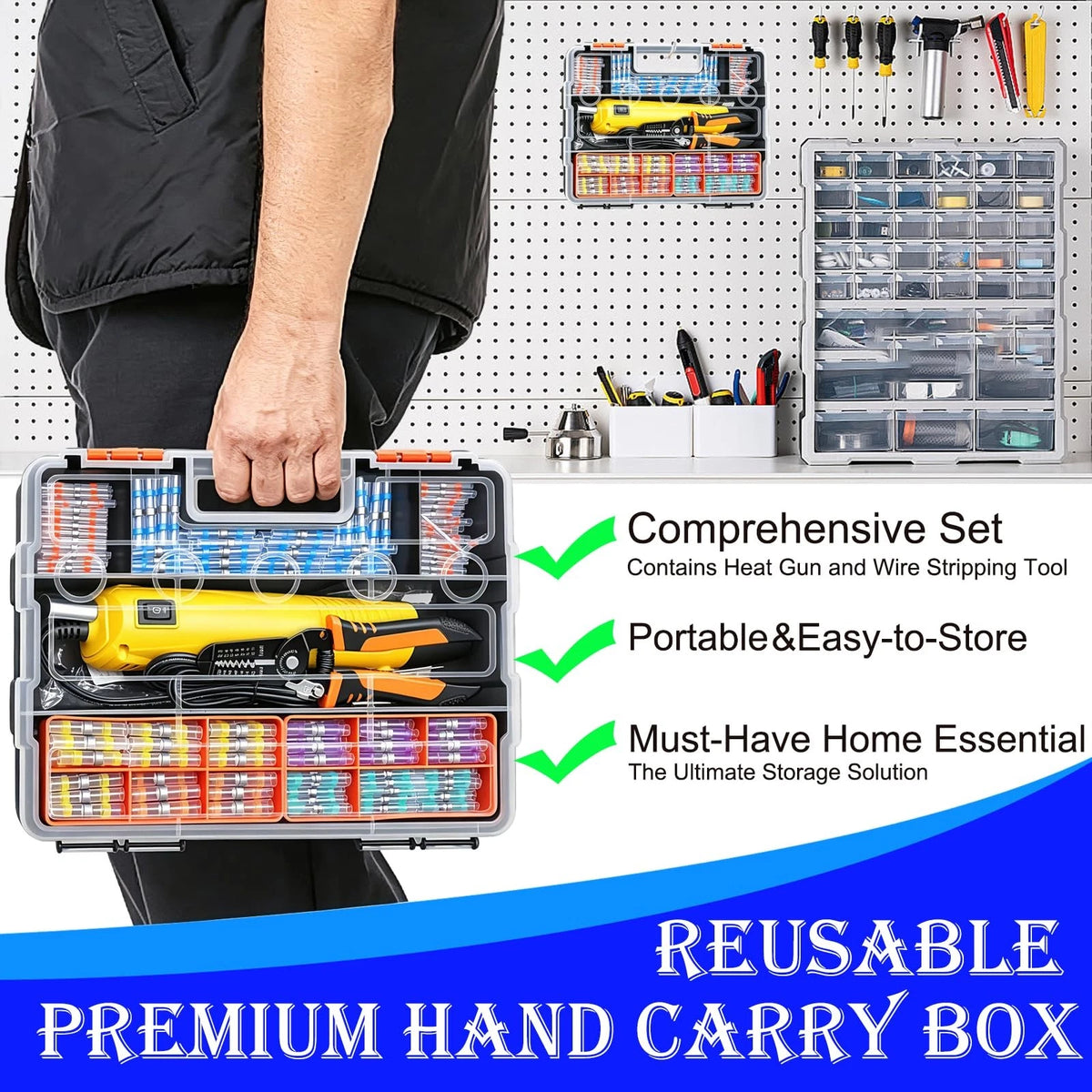 532PCS Heat Shrink Solder Seal Wire Connectors Kit with Mini Gun,