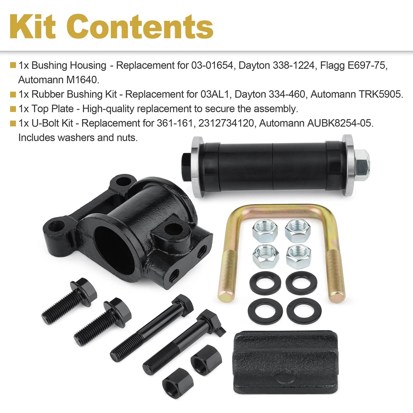 For Peterbilt Air Leaf Housing & Bushing Kit 4" Wide Spring 03-01654 03AL1