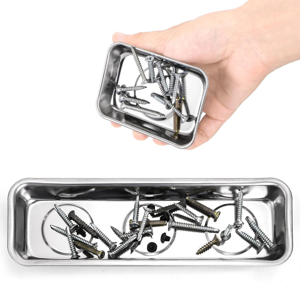 Okllen Set of 6 Small Magnetic Parts Trays, Stainless Steel Tray...