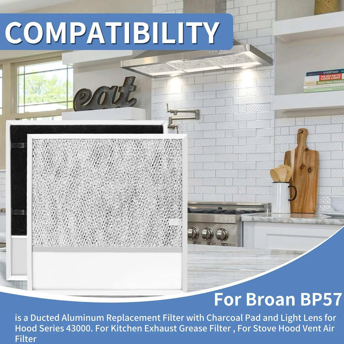 1*BP57 Range Hood Filter For Broan R610045 Estate 883093 Kitchenaid Whirlpool