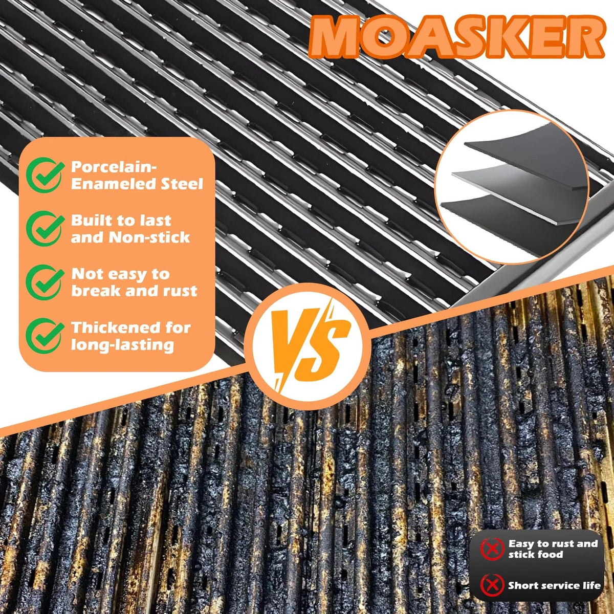 MOASKER Grill Grates for Charbroil 22652143 Edge Electric Replacement...