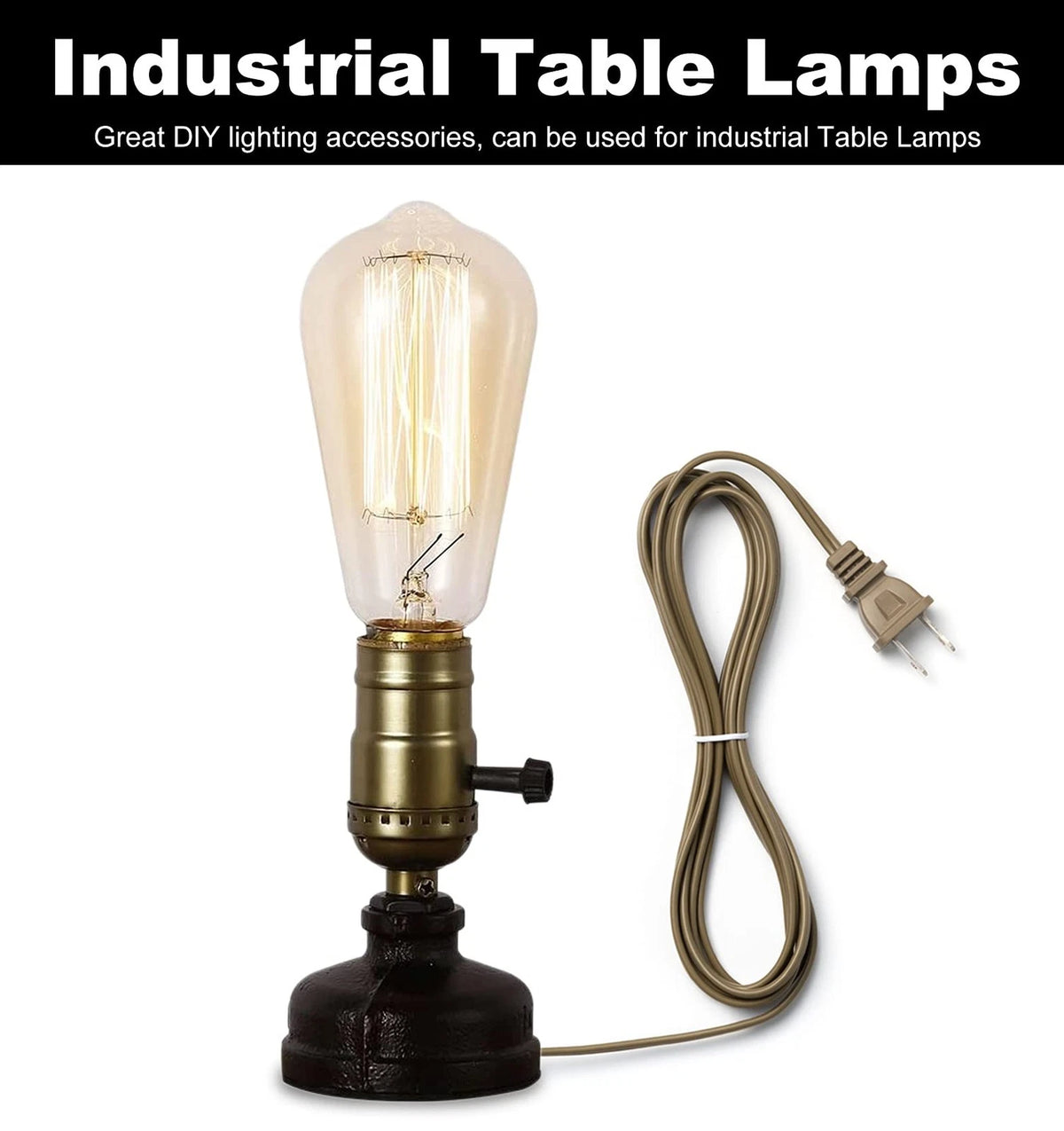 Lamp Making Kit, Parts for Repair 12 Feet Cord, Antique Brass