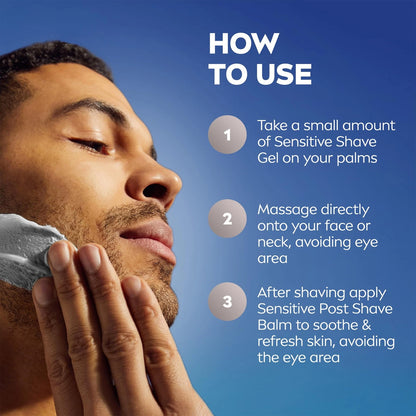 NIVEA MEN Sensitive Shave Gel, Shaving Gel for Men 7 Ounce (Pack of 3), WHITE