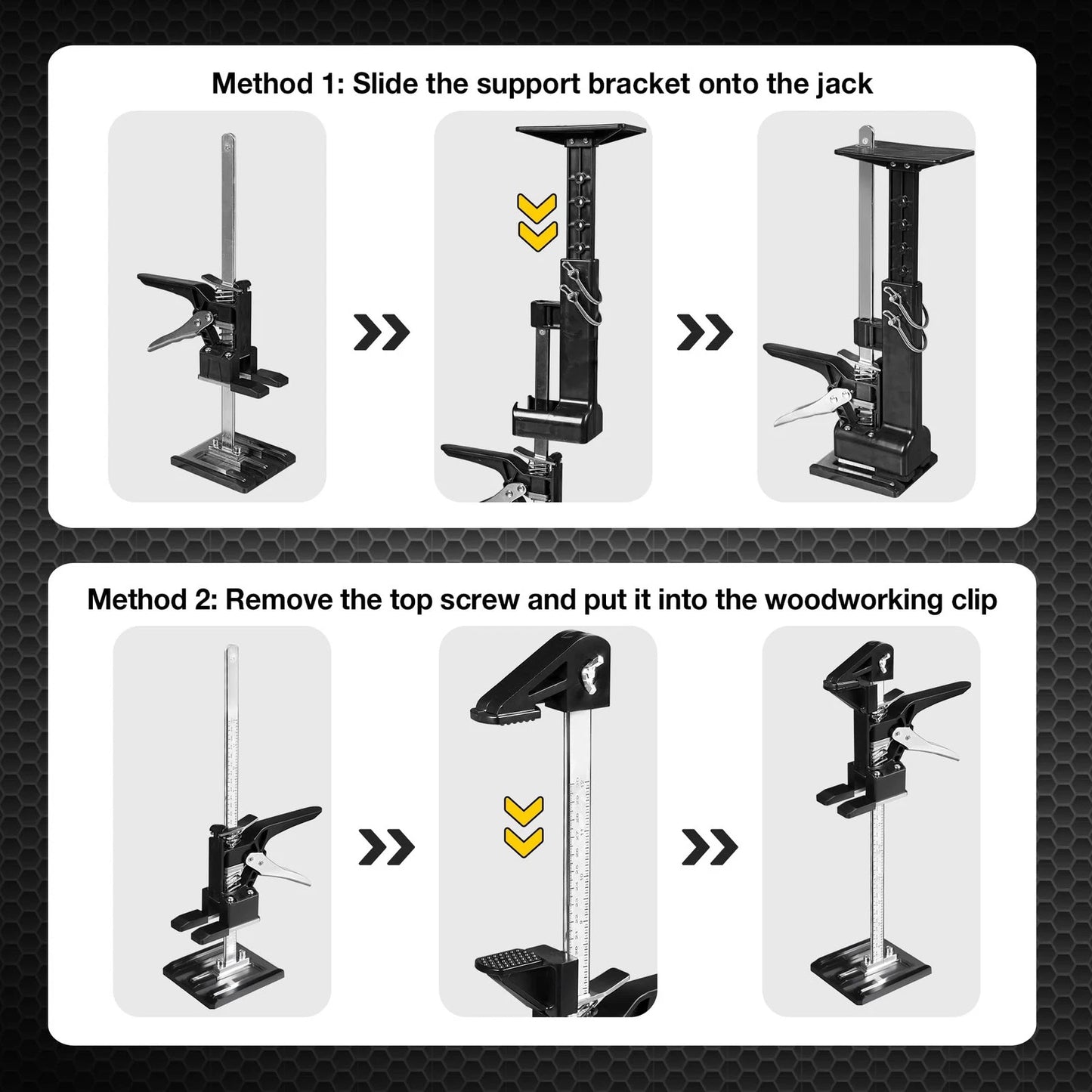 YELLOW JACKET Cabinet Jacks 2 Pack for Installing Cabinets, Labor black