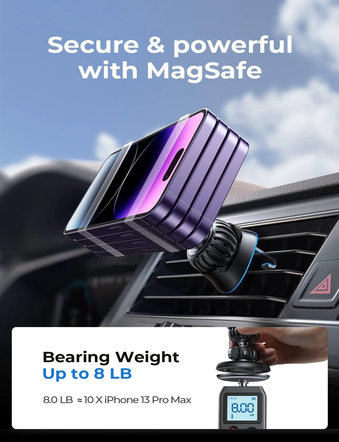 LISEN for MagSafe Car Mount [360° Rotation] Magnetic Phone Compact, Black