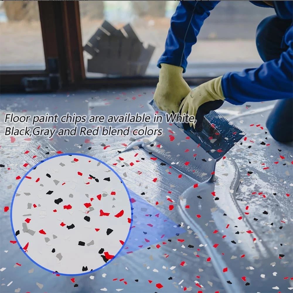 1LB Epoxy Floor Flakes Blend 16 Ounce (Pack of 1), Black/White/Red/Gray