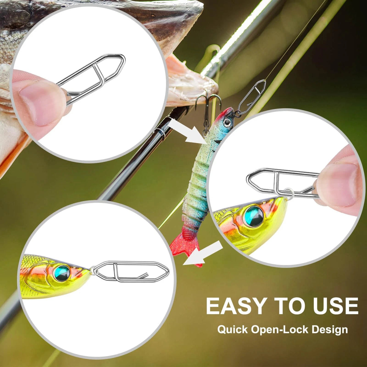 Kiqeres 200 Pcs Fishing Power Speed Clips (S:120, M:50, L:20, XL:10), Silver