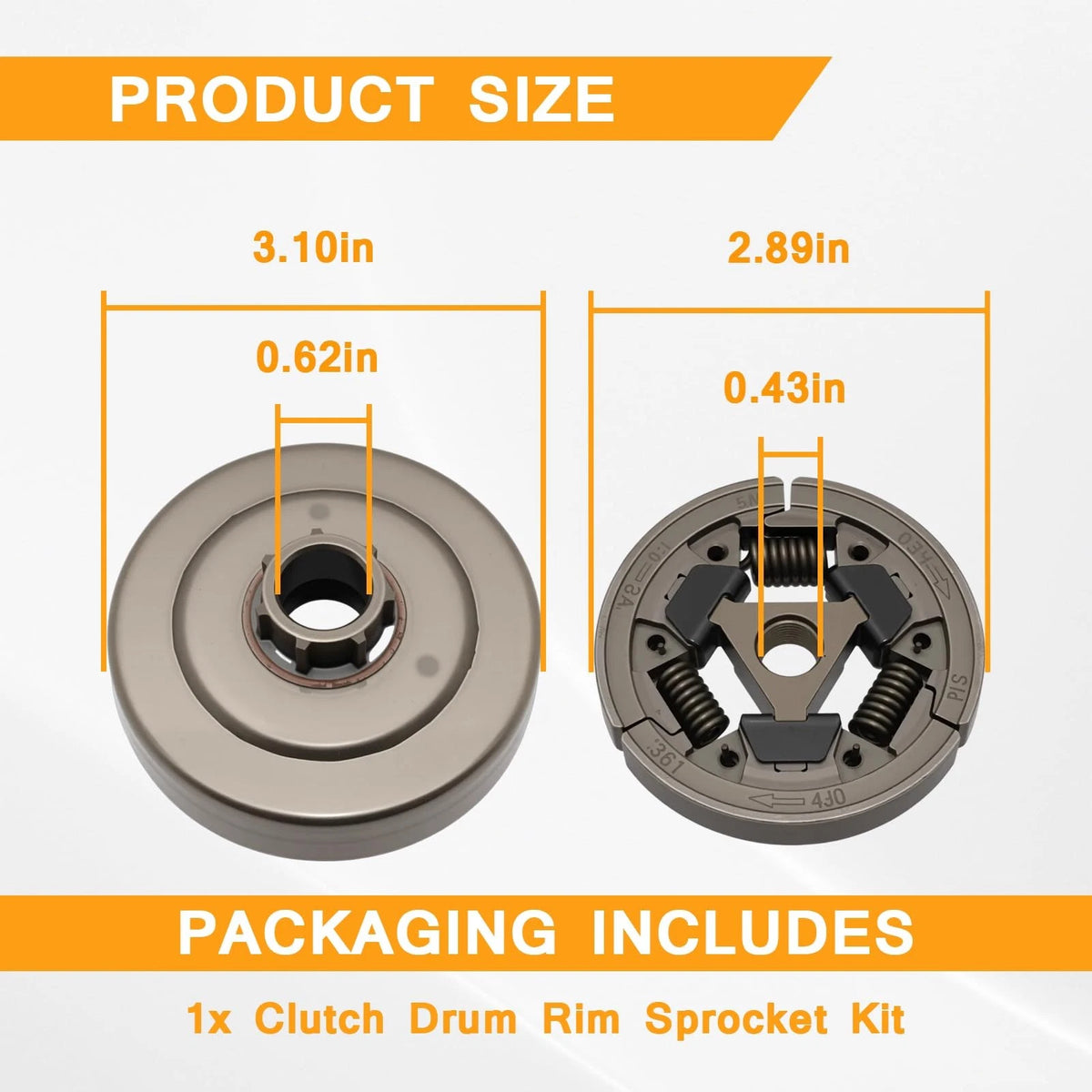 atsuch Clutch Drum V Belt Pulley Kit Compatible with Stihl MS462 silver