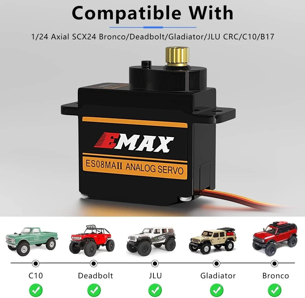 Emax Servo ES08MAII 12g Analog RC for 1/24 Axial SCX24 1PCS