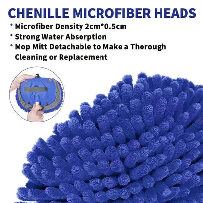 Wontolf 62'' Car Wash Brush Kit with Long Handle, Chenille 9P, Blue-7pcs