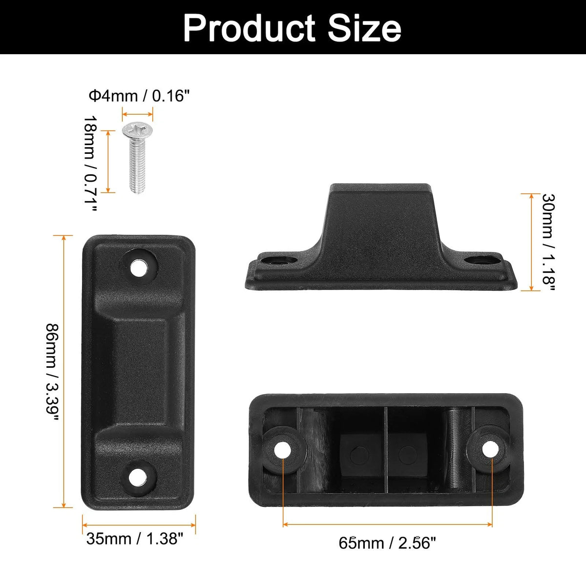 uxcell 4Pcs Luggage Replacement Pads, Plastic Stand 86x35x30mm, Black