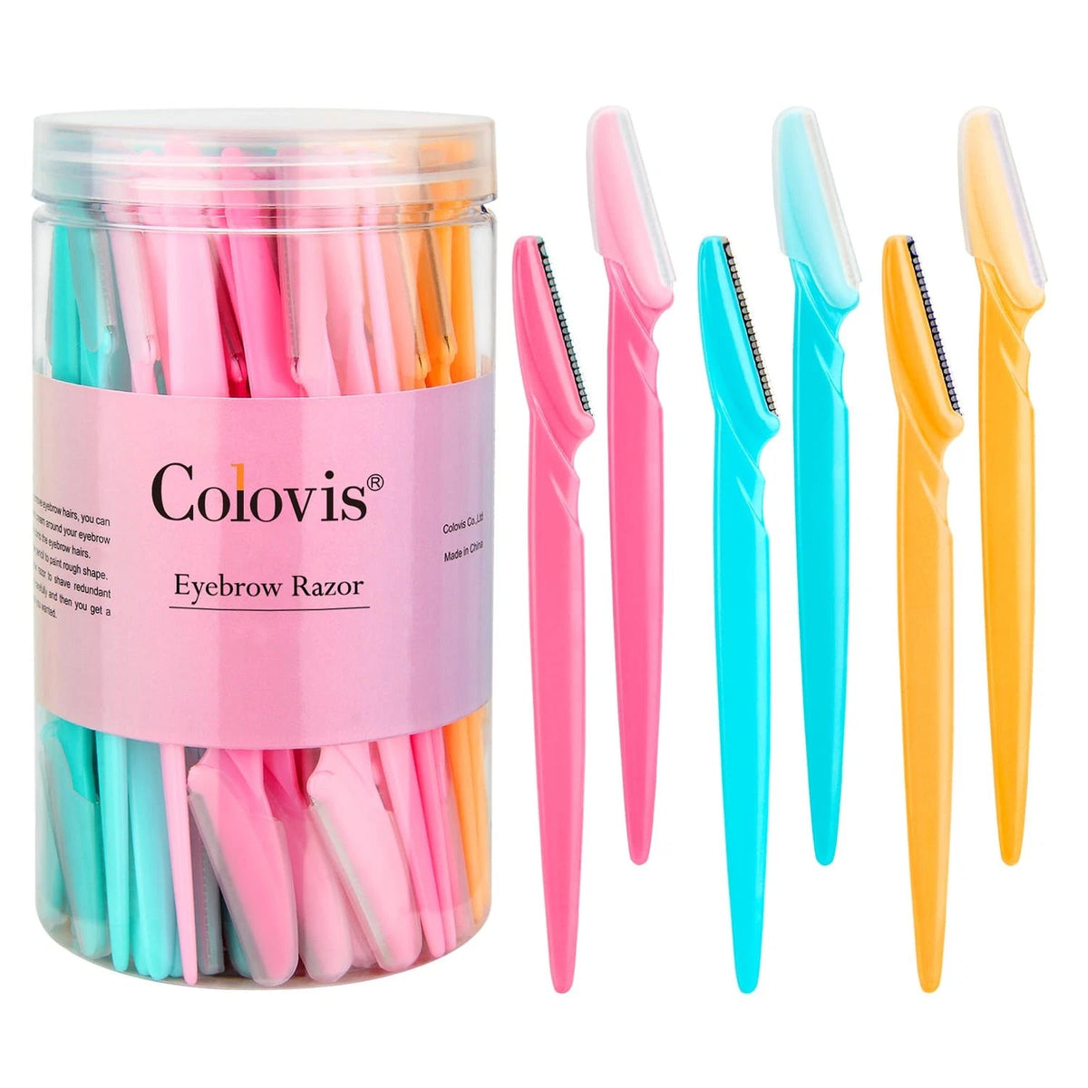 66 Eyebrow Razor and Face for 1 Count (Pack of 66), Rose,Yellow,Blue