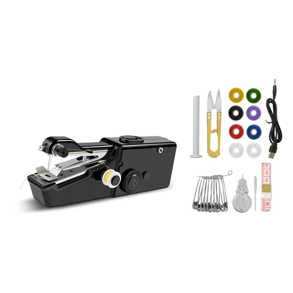 Handheld Mini Sewing Machine Stitch Electric Compact Tool w/ Accessories Kit