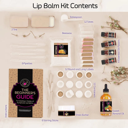 CraftZee 𝗣𝗥𝗘𝗠𝗜𝗨𝗠 Lip Balm Making Kit. DIY 66 Piece Set, Clear