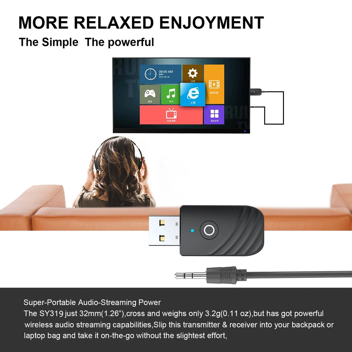 DC 5V Wireless USB Bluetooth Audio PC TV Car Transmitter Receiver Adapter