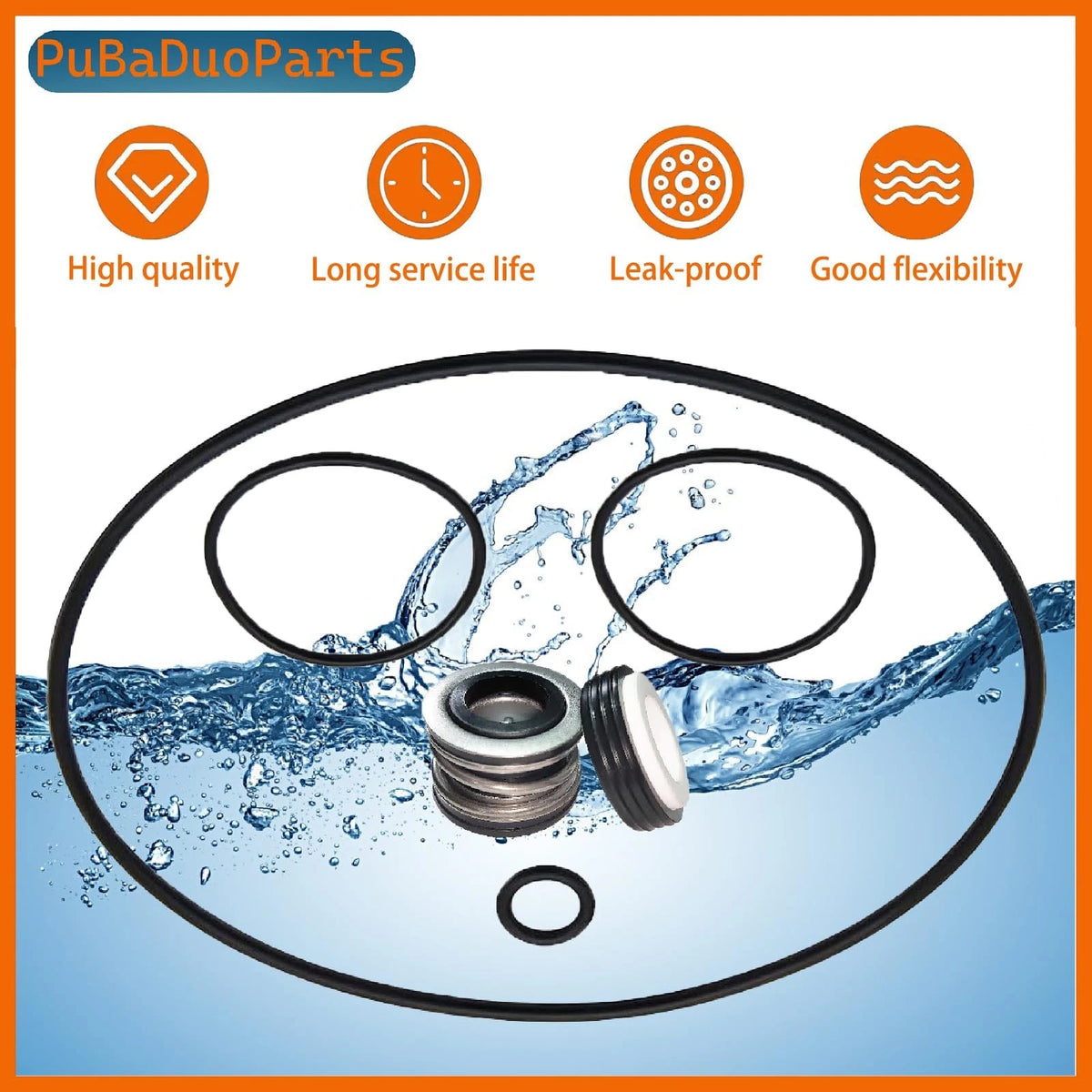 PS-200 5/8" Shaft Seal & O-Ring Rebuild Kit for AquaFlo/Flo-Master XP2 black
