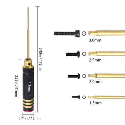 HobbyPark Titanium Hex Screw Driver Set 1.5mm 2.0mm 2.5mm 3.0mm Hexagon Black