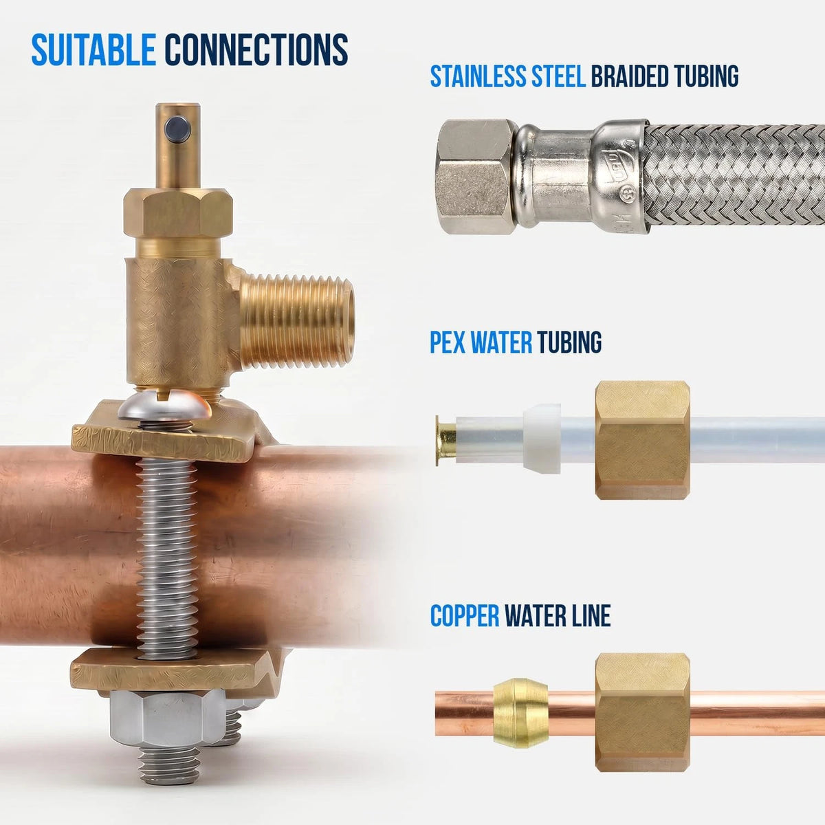 HIGHCRAFT Ice Maker Kit with Self Piercing Saddle Valve Copper 1/4" x 25'