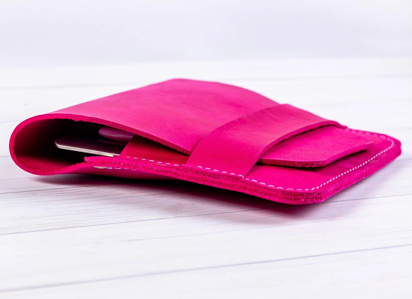 Leather Manicure Set Case Grooming Kit Organizer (Fuchsia) 5" x 5.1", Fuchsia
