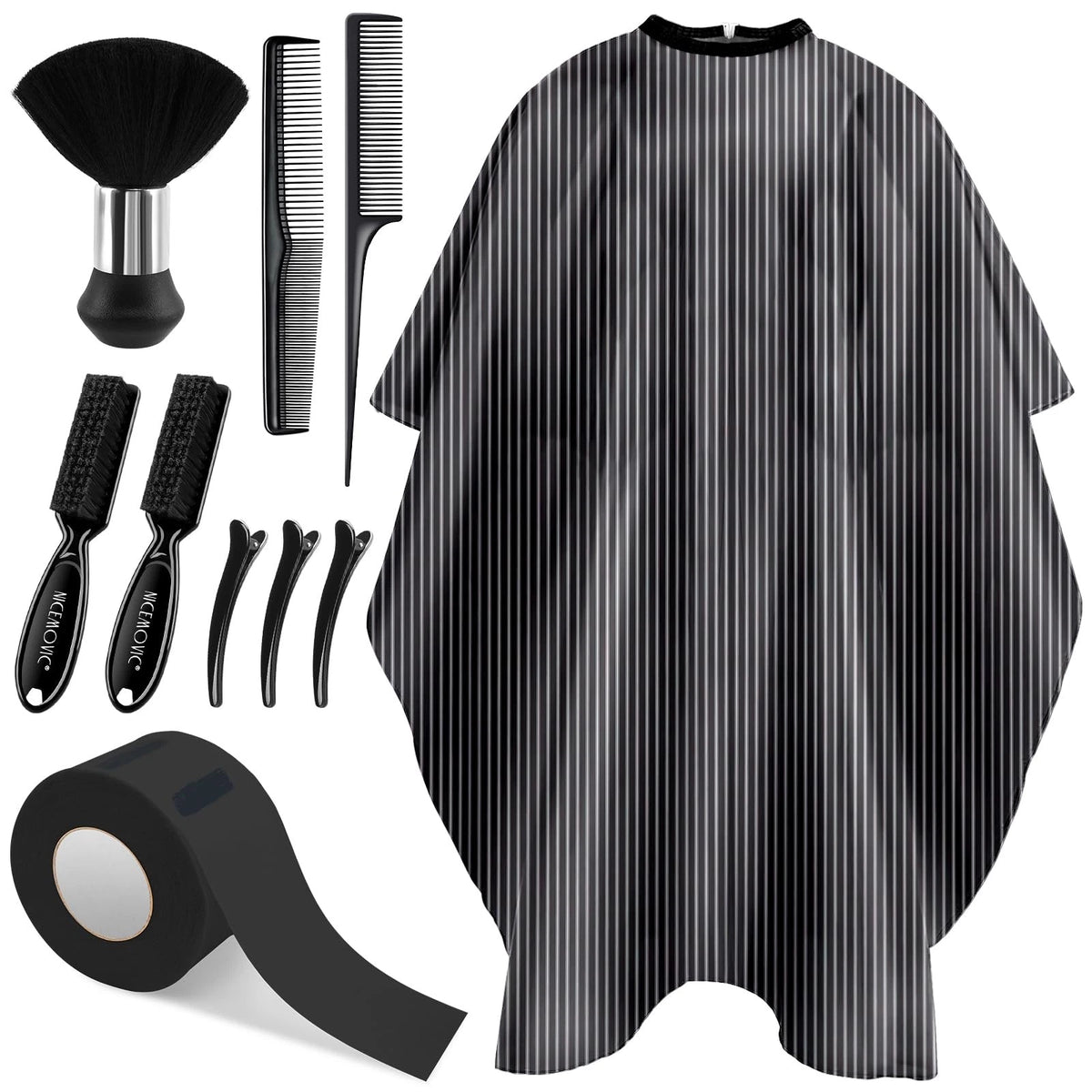 NICEMOVIC 10 in 1 Hair Cutting Barber Cape with Neck Duster Standard, Stripe