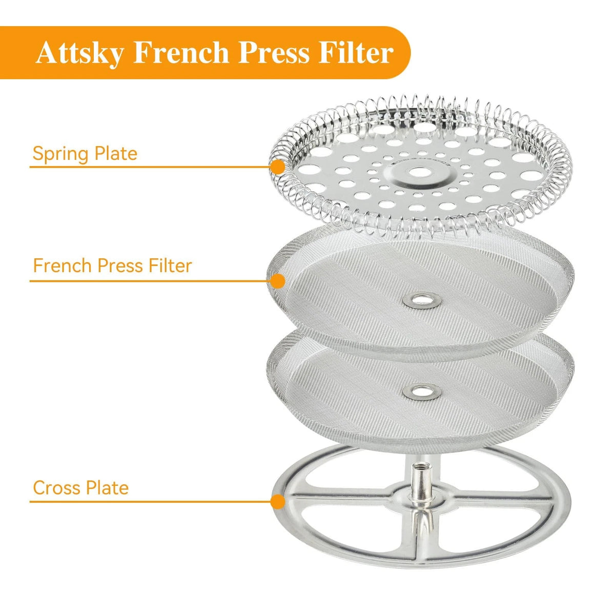 8 Pieces French Press Replacement Parts Stainless Steel Set, 4 Inch, 6+2 Set