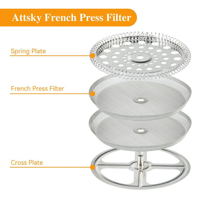 8 Pieces French Press Replacement Parts Stainless Steel Set, 4 Inch, 6+2 Set