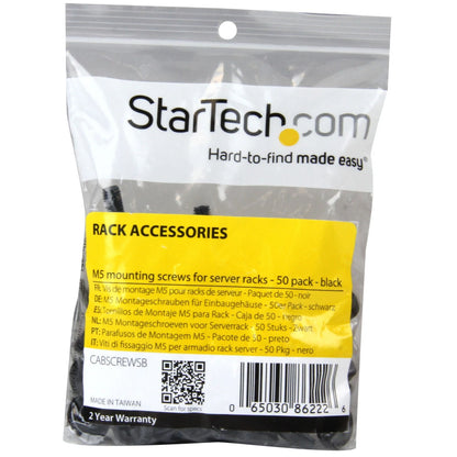 StarTech 50-Pack M5 12mm Screws, Mounting Screws for 19" or 50-pack, Black