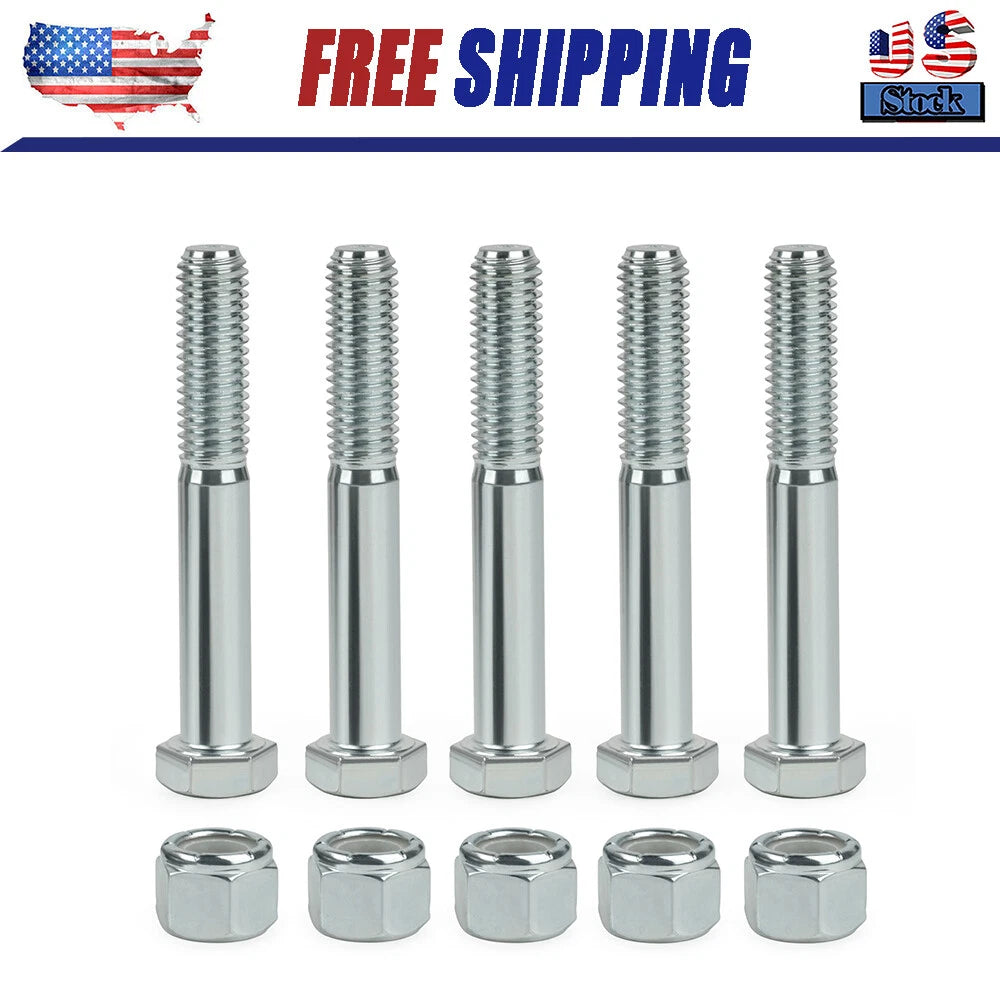 Grade 5 Shear Bolts for Rotary Cutters 1/2" x 3-1/2" with Nylock Nuts - 5 Pack